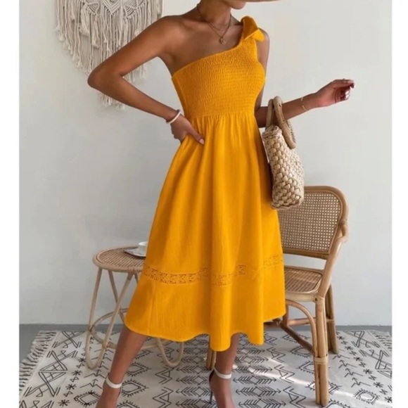 Boho One Shoulder Lace Minimalist Dress - Picture 2 of 14